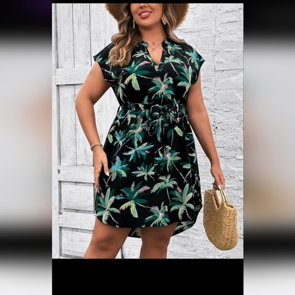 Tropical Palm Print Dress